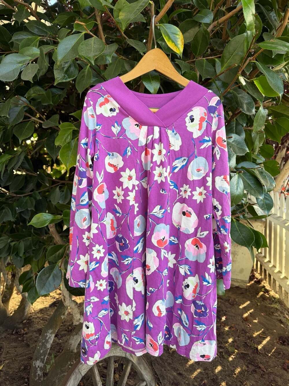 Tea Collection Purple Floral Long Sleeve Trapeze Dress